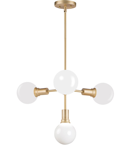 Molecule 4 Light 24 Inch Satin Brass Single Pendant Ceiling Light