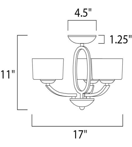 Elle 3 Light 17 Inch Oil Rubbed Bronze Semi Flush Mount Ceiling Light