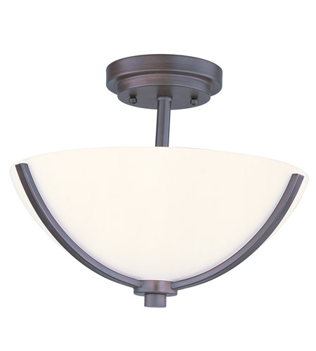 Deven 3 Light 14 Inch Oil Rubbed Bronze Semi Flush Mount Ceiling Light