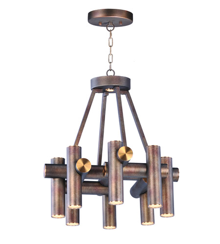 Tubular Led Led 20 Inch Bronze Fusion Antique Brass Chandelier Ceiling Light