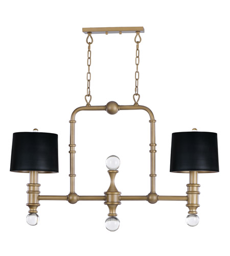 Saloon 2 Light 42 Inch Weathered Brass Linear Pendant Ceiling Light