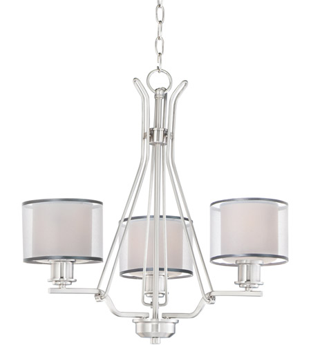 Bon Ton 3 Light 21 Inch Satin Nickel Single Tier Chandelier Ceiling Light