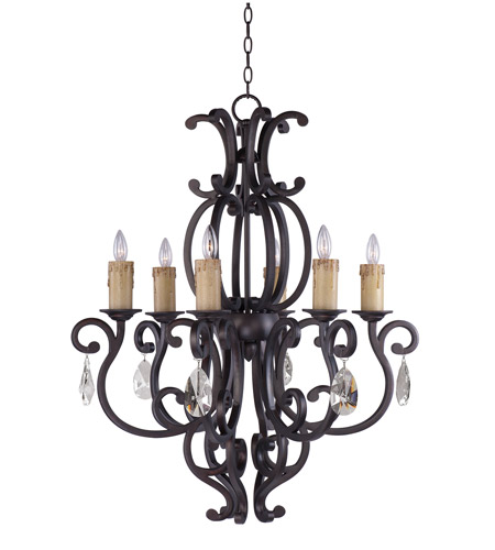 Richmond 6 Light 31 Inch Colonial Umber Single Tier Chandelier Ceiling Light In With Crystals 083 Without Shade