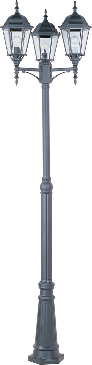 Maxim Lighting 1105BK Poles 3 Light 100 inch Black Outdoor Pole/Post Lantern