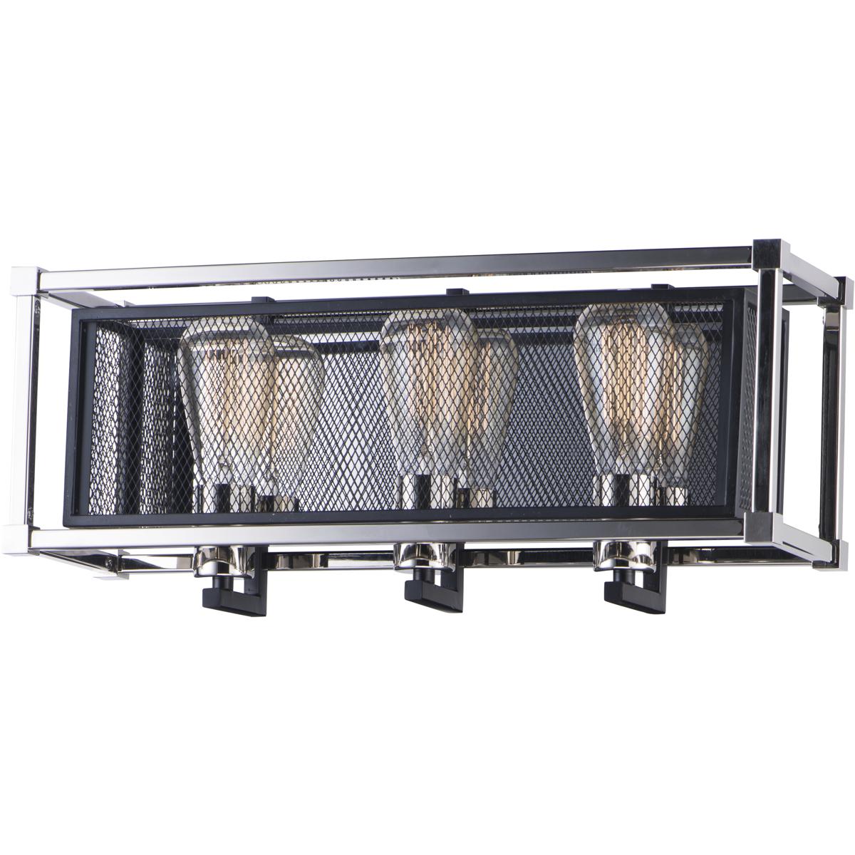 Maxim Lighting 12153BKPN Refine 3 Light 20.5 inch Black and Polished Nickel Bath Vanity Wall Light