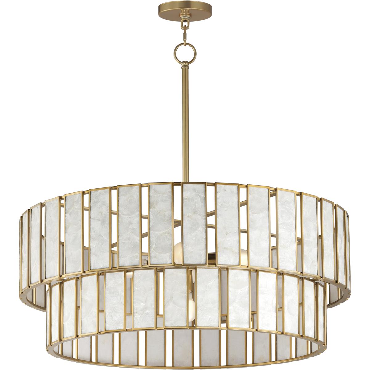 Miramar Capiz Drum Chandelier, Antique Gold, 33 in.