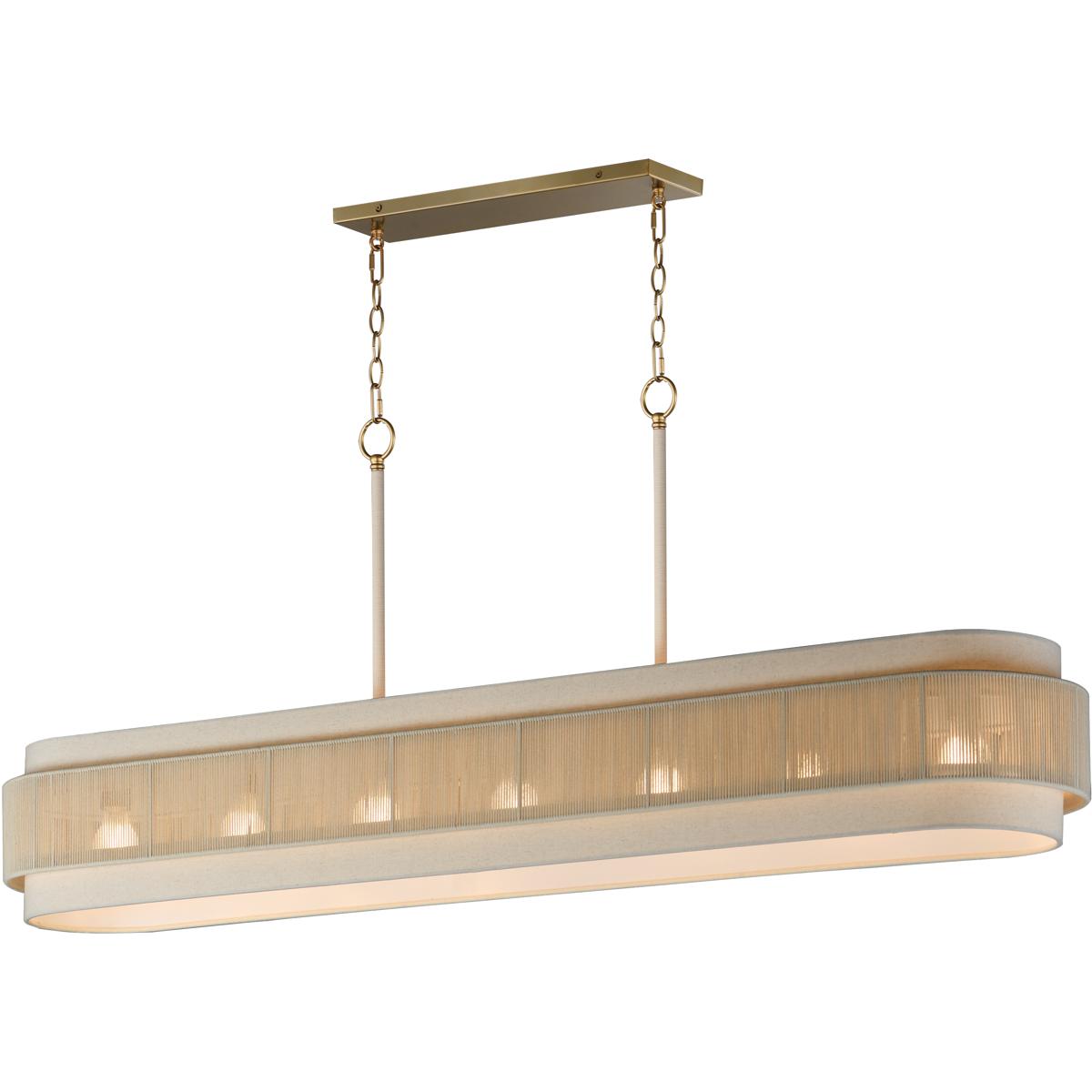 Maxim Lighting 12817OFNAB Seacliff 7 Light 60 inch Natural Aged Brass Linear Pendant Ceiling Light
