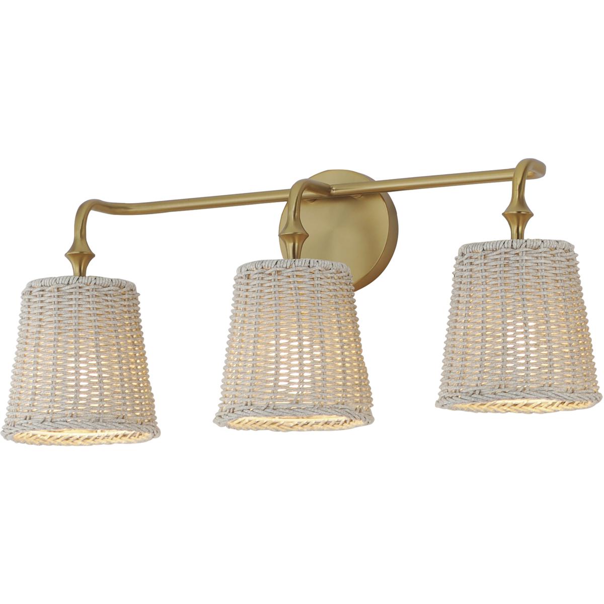 Maxim Lighting 21483WWTNAB Baja 3 Light 24.25 inch Natural Aged Brass Bath Vanity Wall Light
