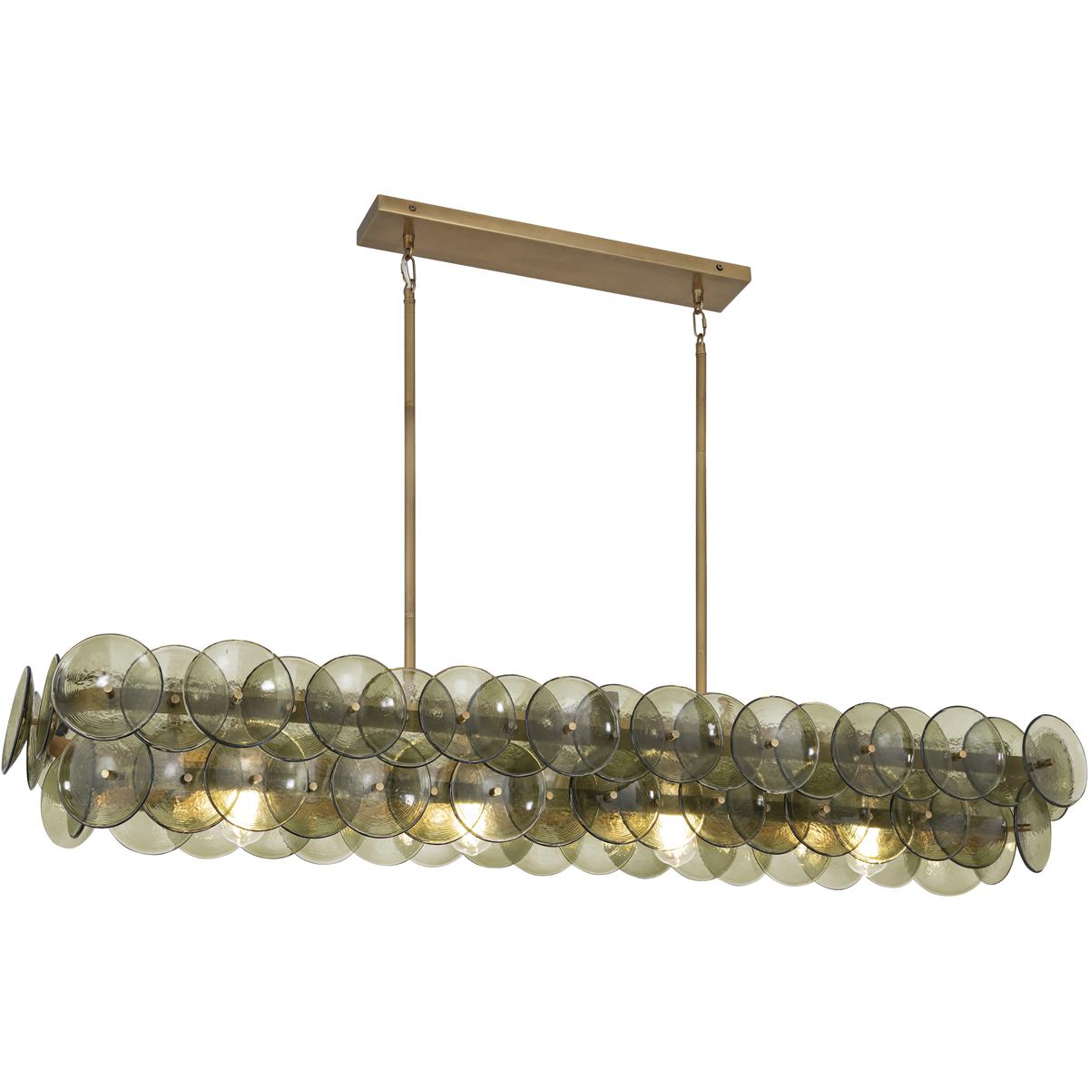 Maxim Lighting 21826GNWBR Loren 5 Light 54 inch Weathered Brass Linear Pendant Ceiling Light in Green Vintage