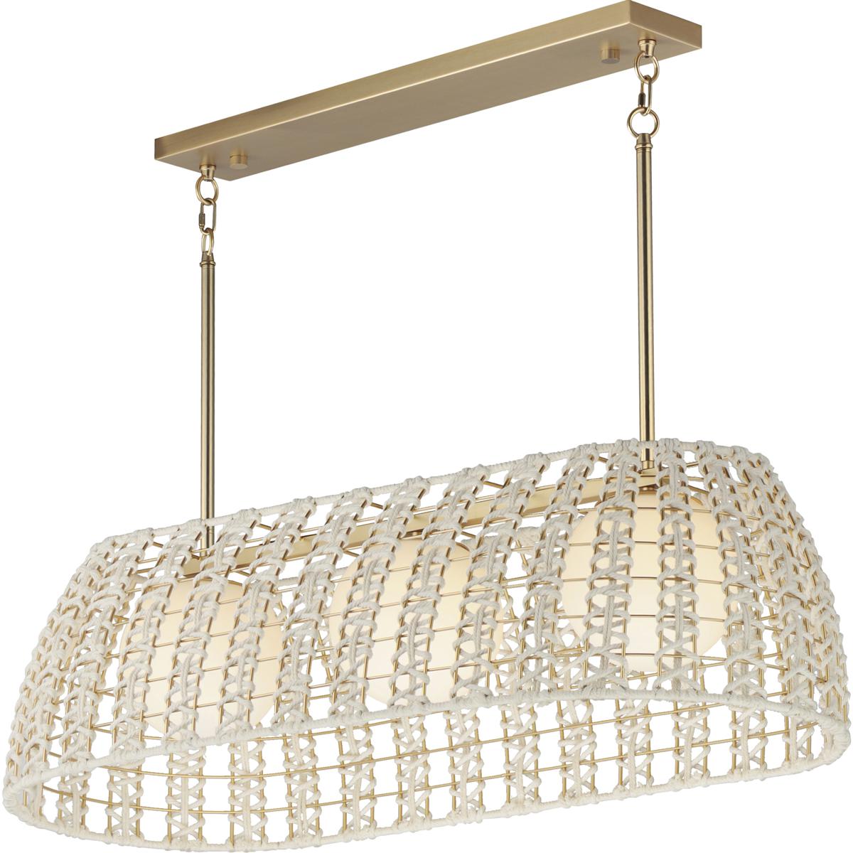 Maxim Lighting 22483SWGLD Macrame 3 Light 43.75 inch Gold Linear Pendant Ceiling Light
