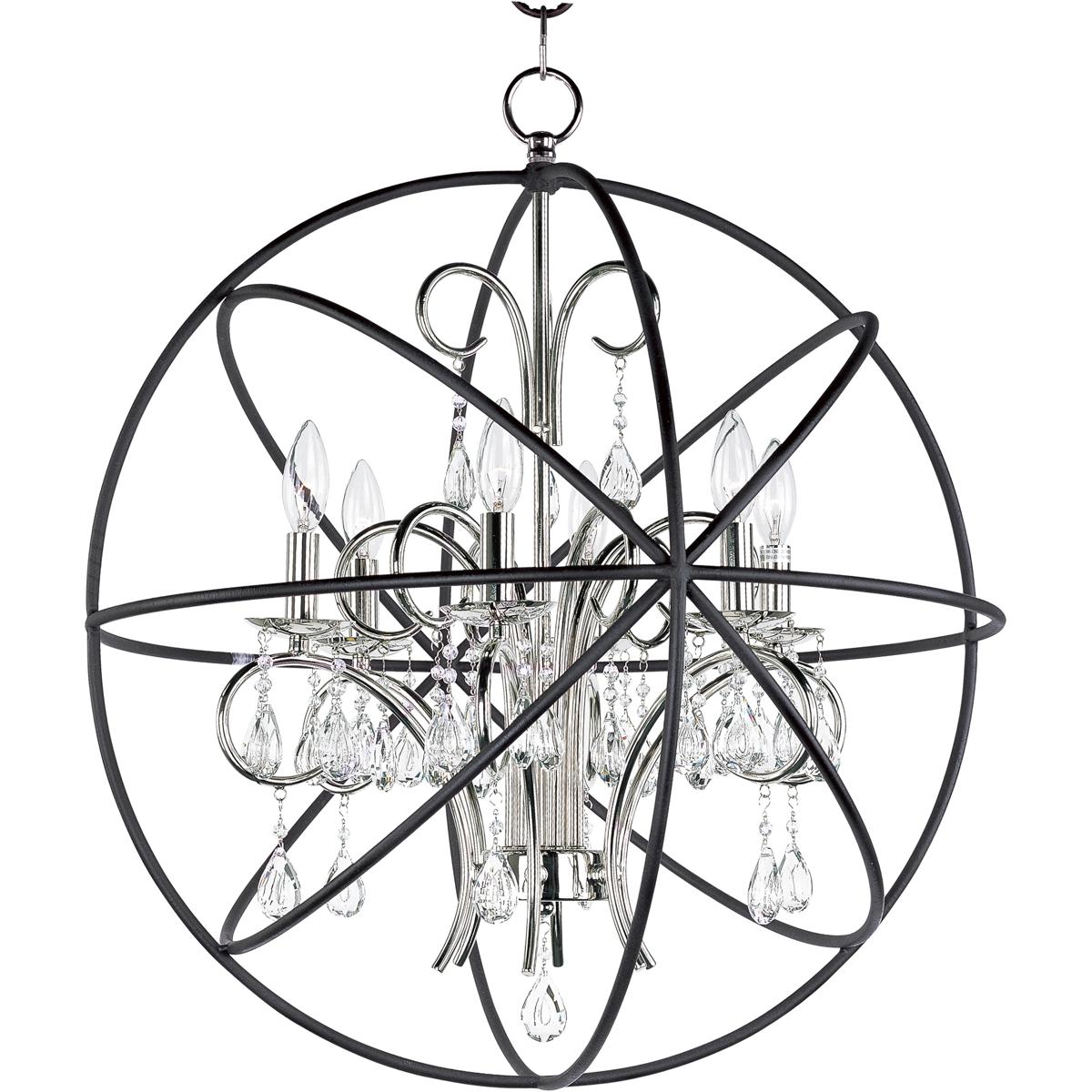 Maxim Lighting 25144ARPN Orbit 6 Light 25 inch Anthracite and Polished Nickel Single Pendant Ceiling Light