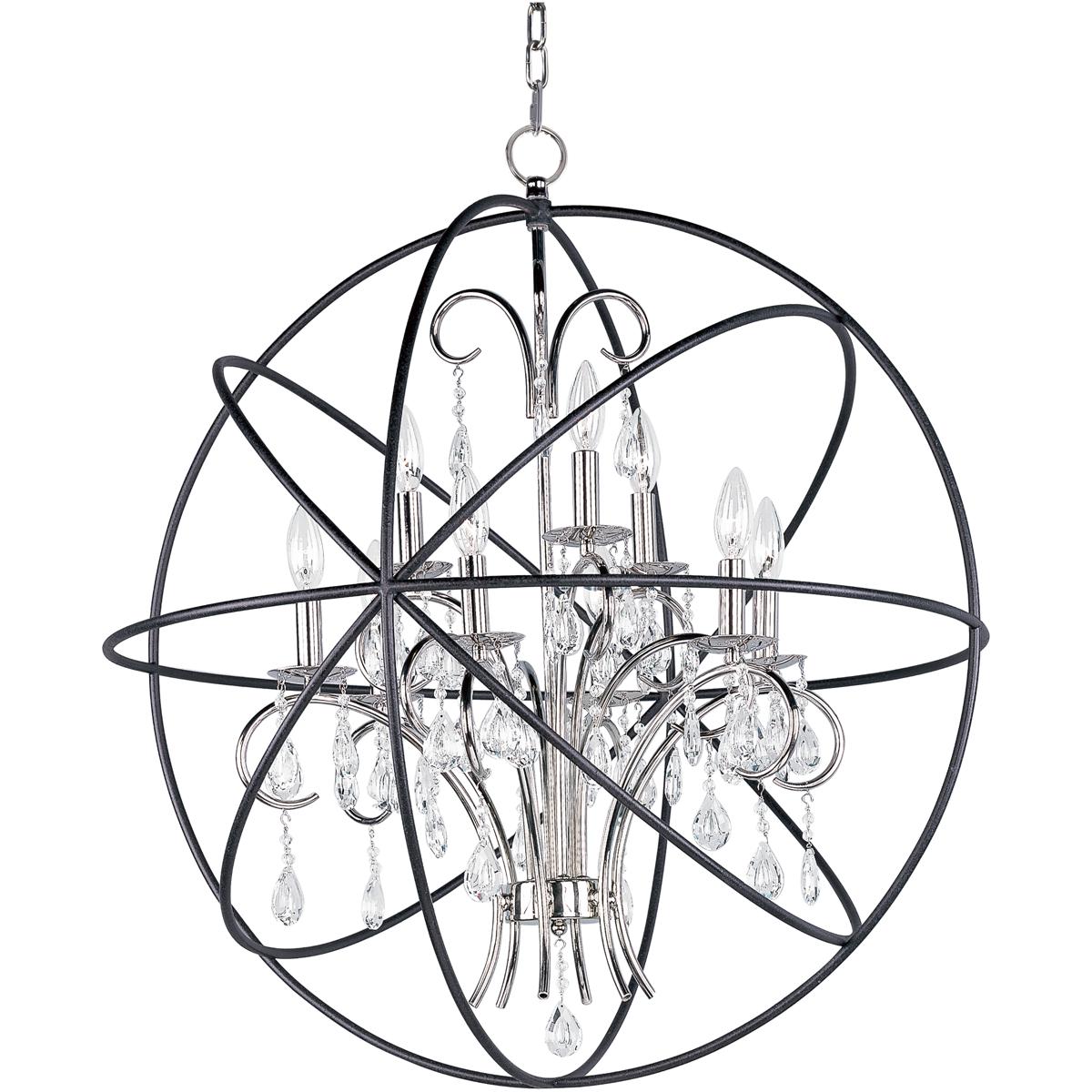 Maxim Lighting 25145ARPN Orbit 9 Light 30 inch Anthracite and Polished Nickel Single Pendant Ceiling Light