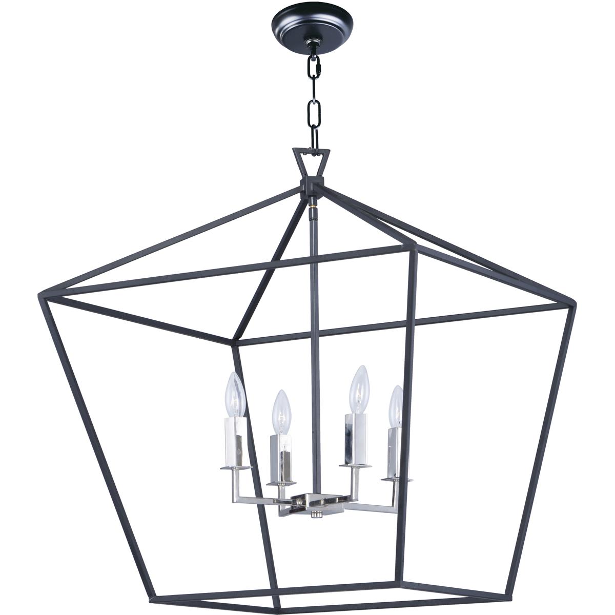 Maxim Lighting 25155TXBPN Abode 4 Light 24.5 inch Textured Black and Polished Nickel Single-Tier Chandelier Ceiling Light in Textured Black/Polished N