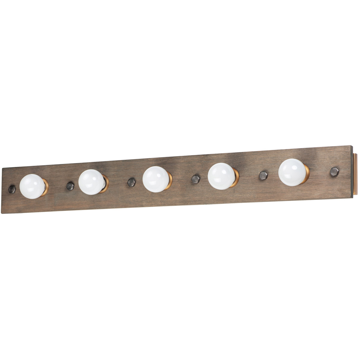 Maxim Lighting 25244WWDAB Plank 5 Light 48 inch Weathered Wood/Antique Brass Vanity Light Wall Light