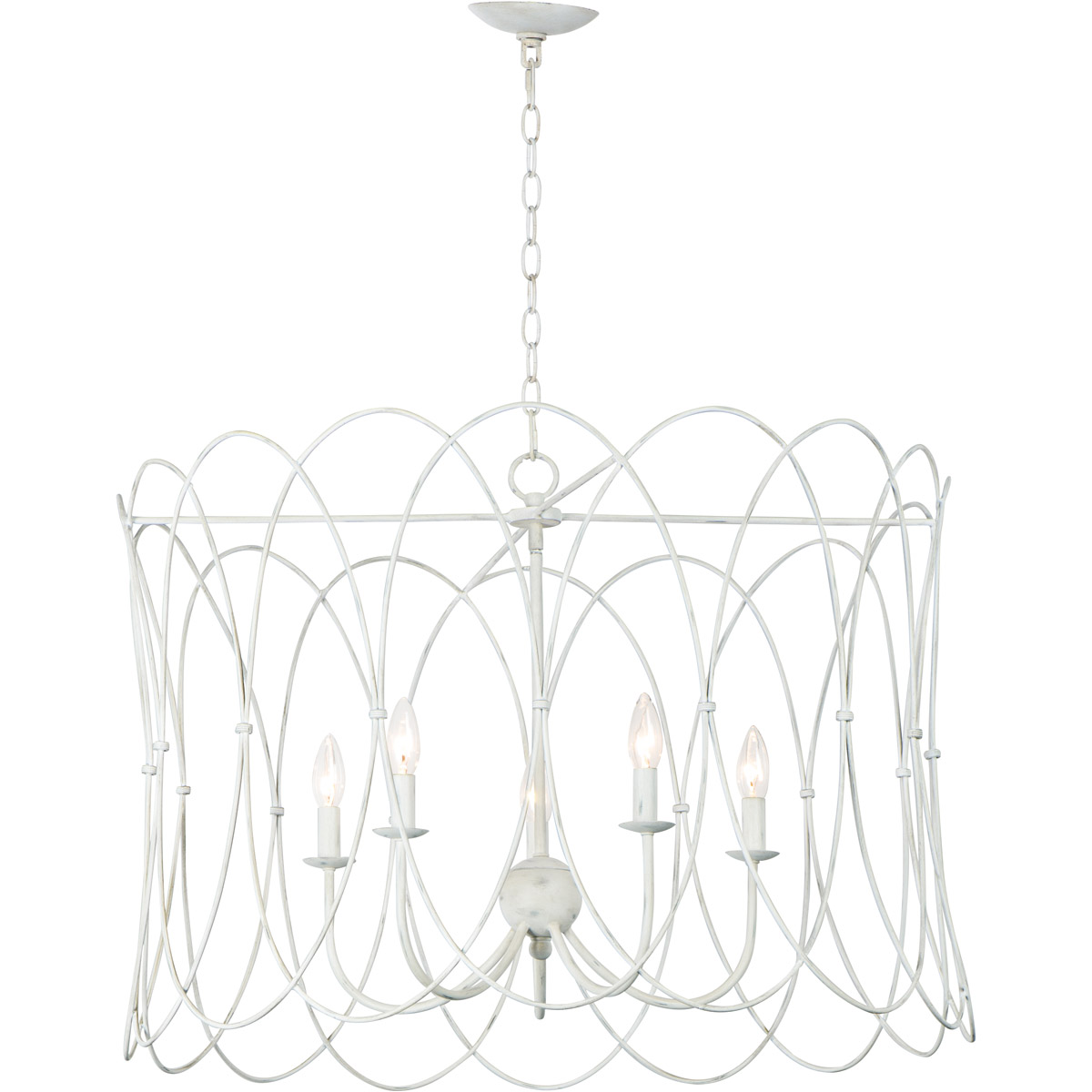 Maxim Lighting 27596WWT Trellis 5 Light 32 inch Weathered White Multi-Light Pendant Ceiling Light