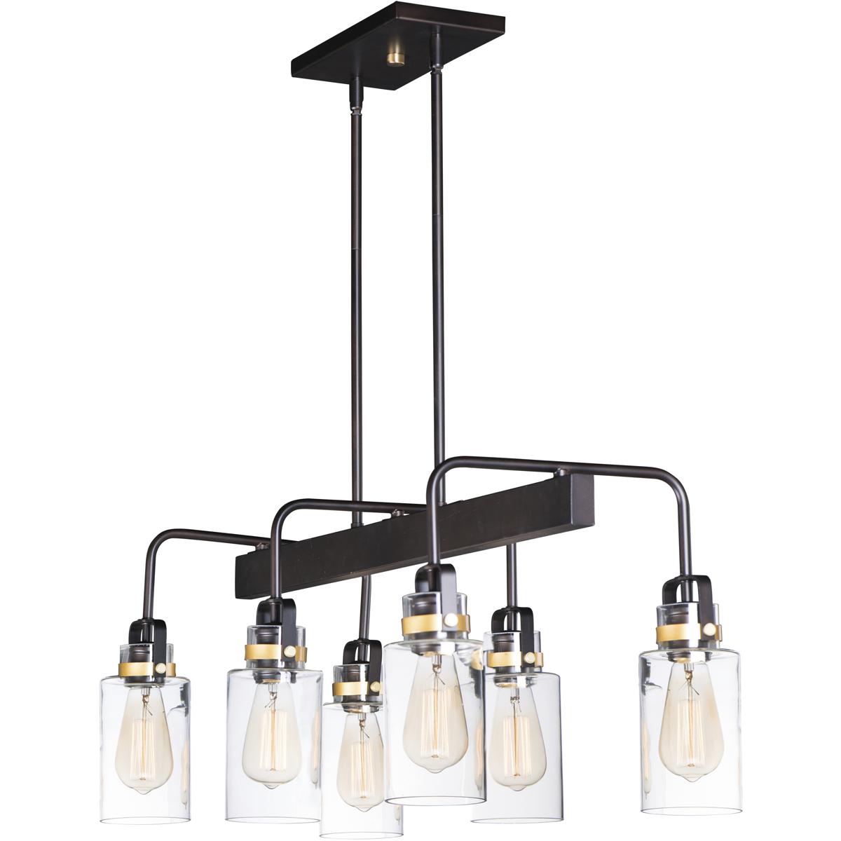 Maxim Lighting 30177CLBZGLD Magnolia 6 Light 32 inch Bronze and Gold Linear Pendant Ceiling Light