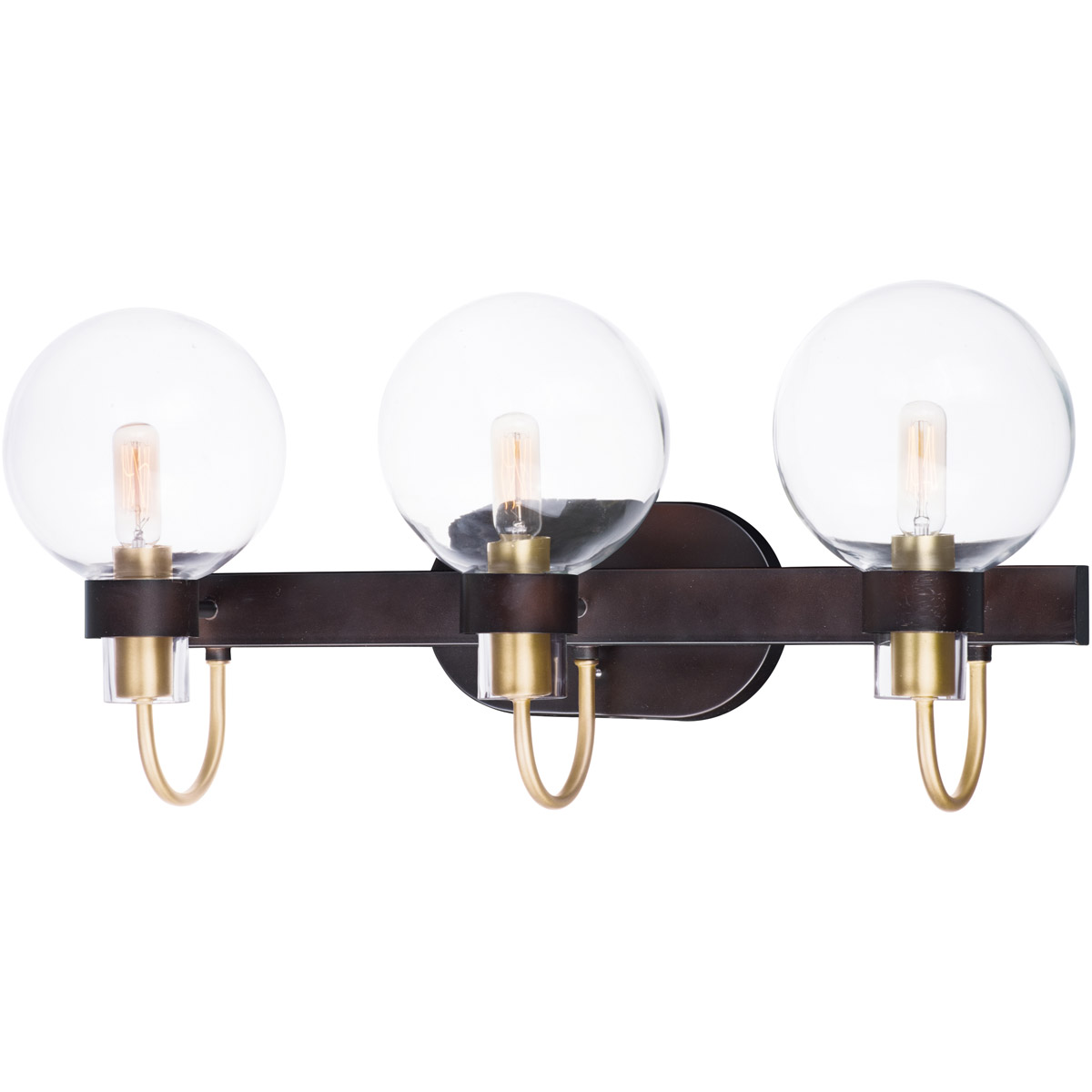 Maxim Lighting 30513CLBZSBR Bauhaus 3 Light 23 inch Bronze/Satin Brass Bath Vanity Wall Light