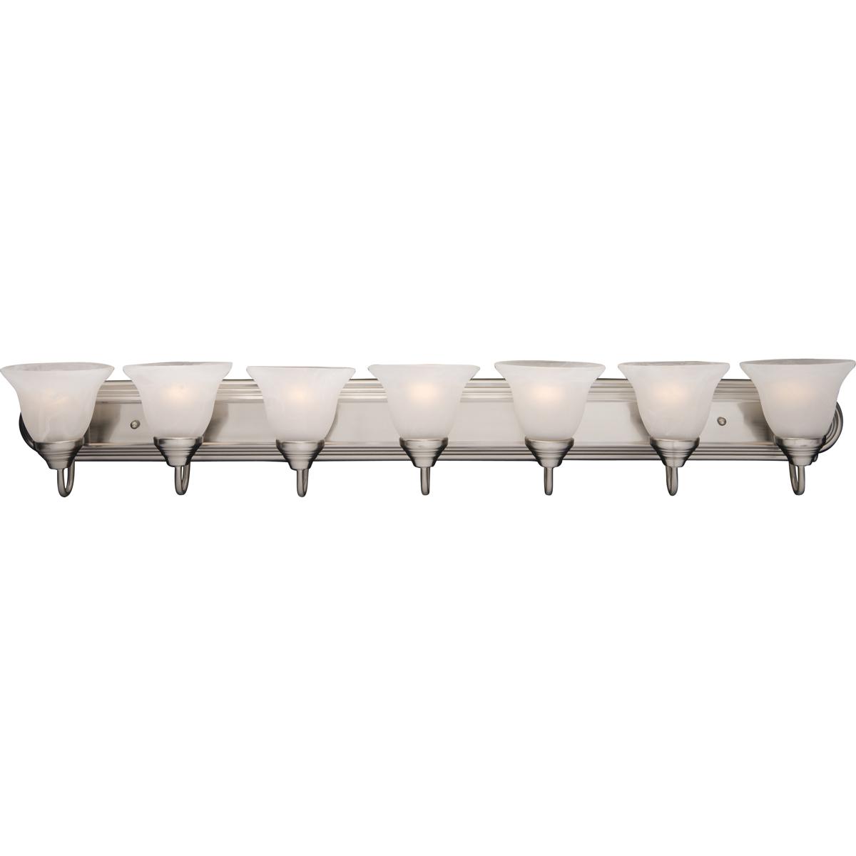 Maxim Lighting 8016MRSN Essentials - 801x 7 Light 48 inch Satin Nickel Bath Vanity Wall Light in Marble