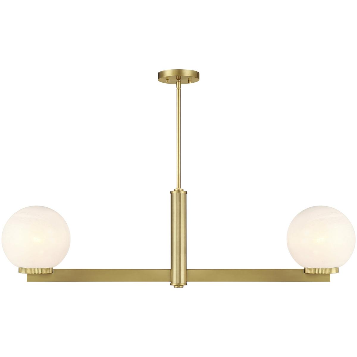 Meridian M100124NB Modern 2 Light 42 inch Natural Brass Linear Chandelier Ceiling Light