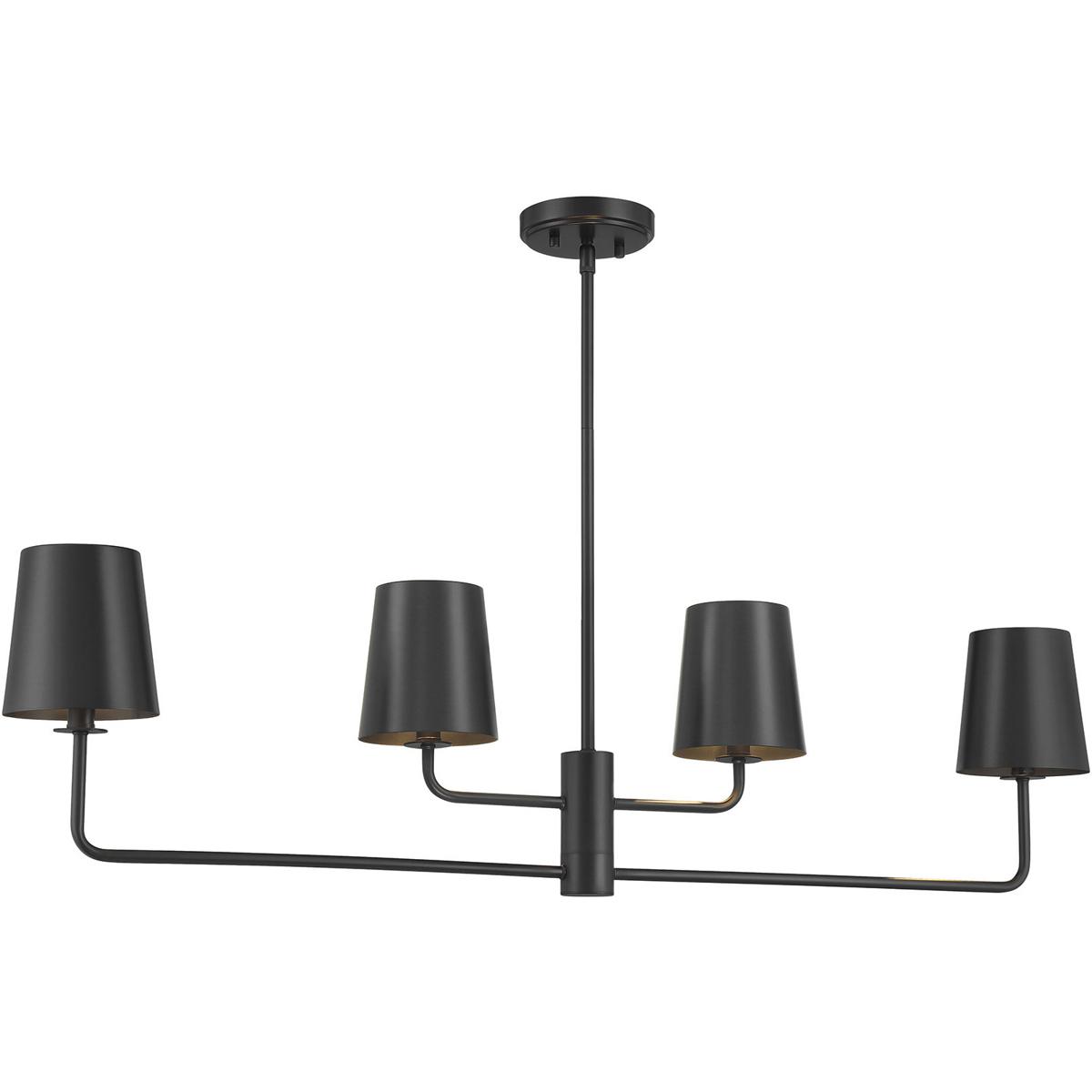 Meridian M100127MBK Contemporary 4 Light 42 inch Matte Black Linear Chandelier Ceiling Light