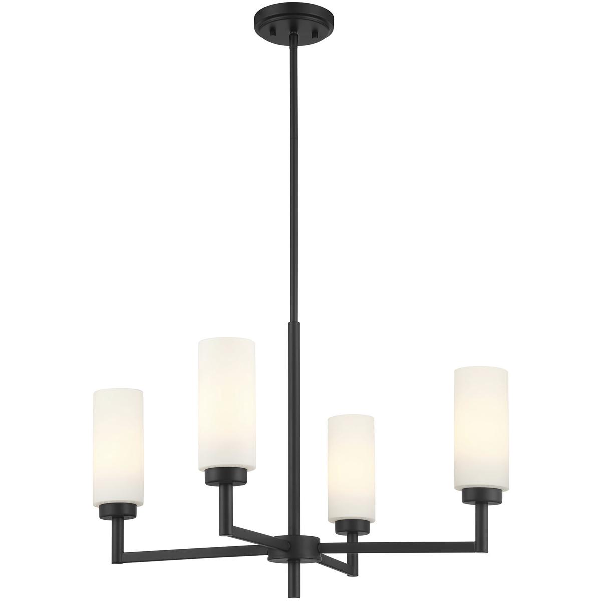 Meridian M100129MBK Contemporary 4 Light 26 inch Matte Black Chandelier Ceiling Light