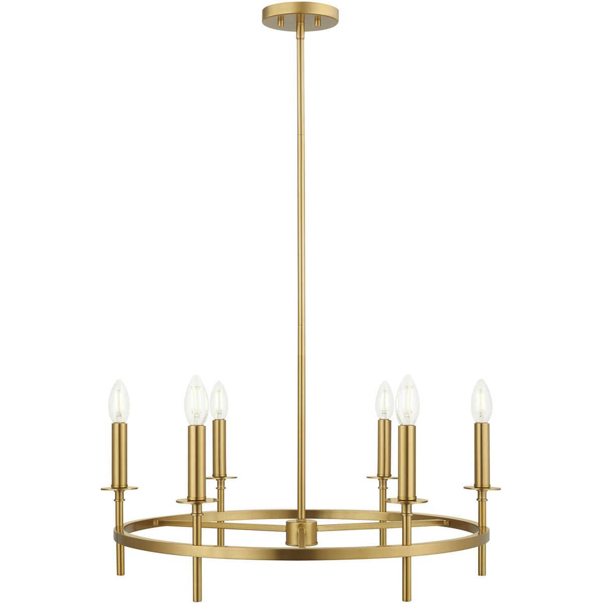 Meridian M100140NB Transitional 6 Light 25 inch Natural Brass Chandelier Ceiling Light