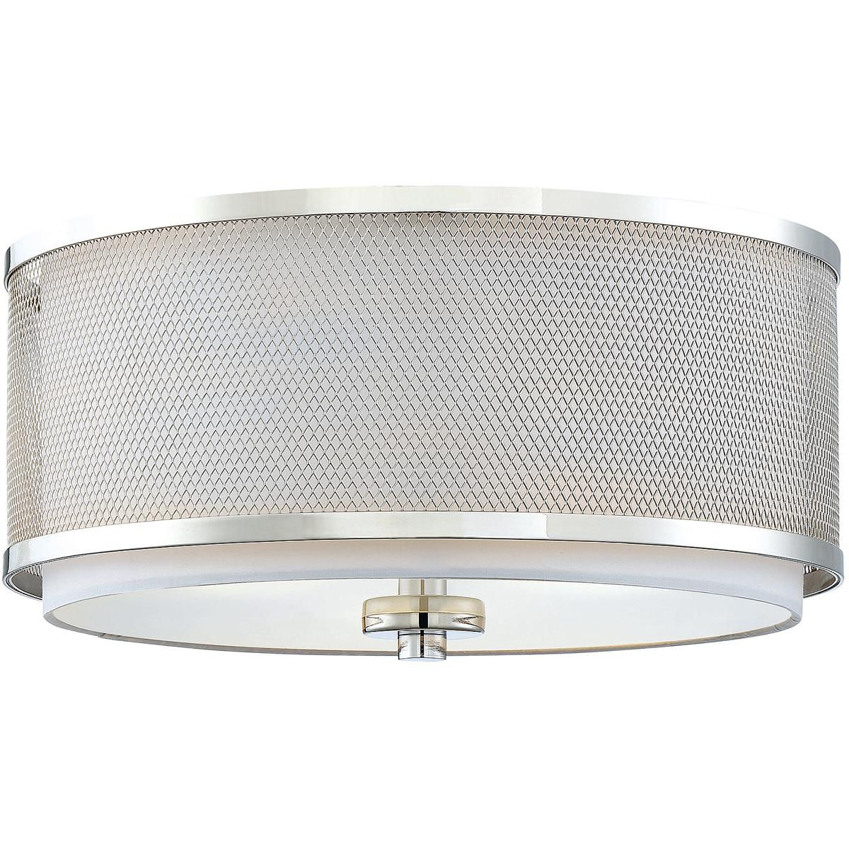 Meridian M60018PN Modern 3 Light 14.75 inch Polished Nickel Flush Mount Ceiling Light