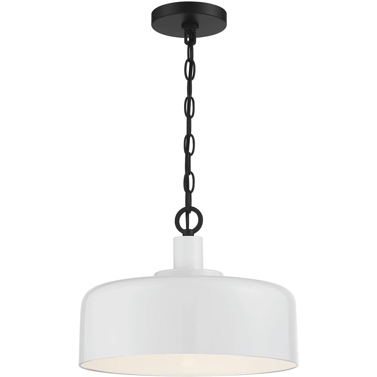 Meridian M70103WHBK Farmhouse 1 Light 14 inch White with Black Pendant Ceiling Light