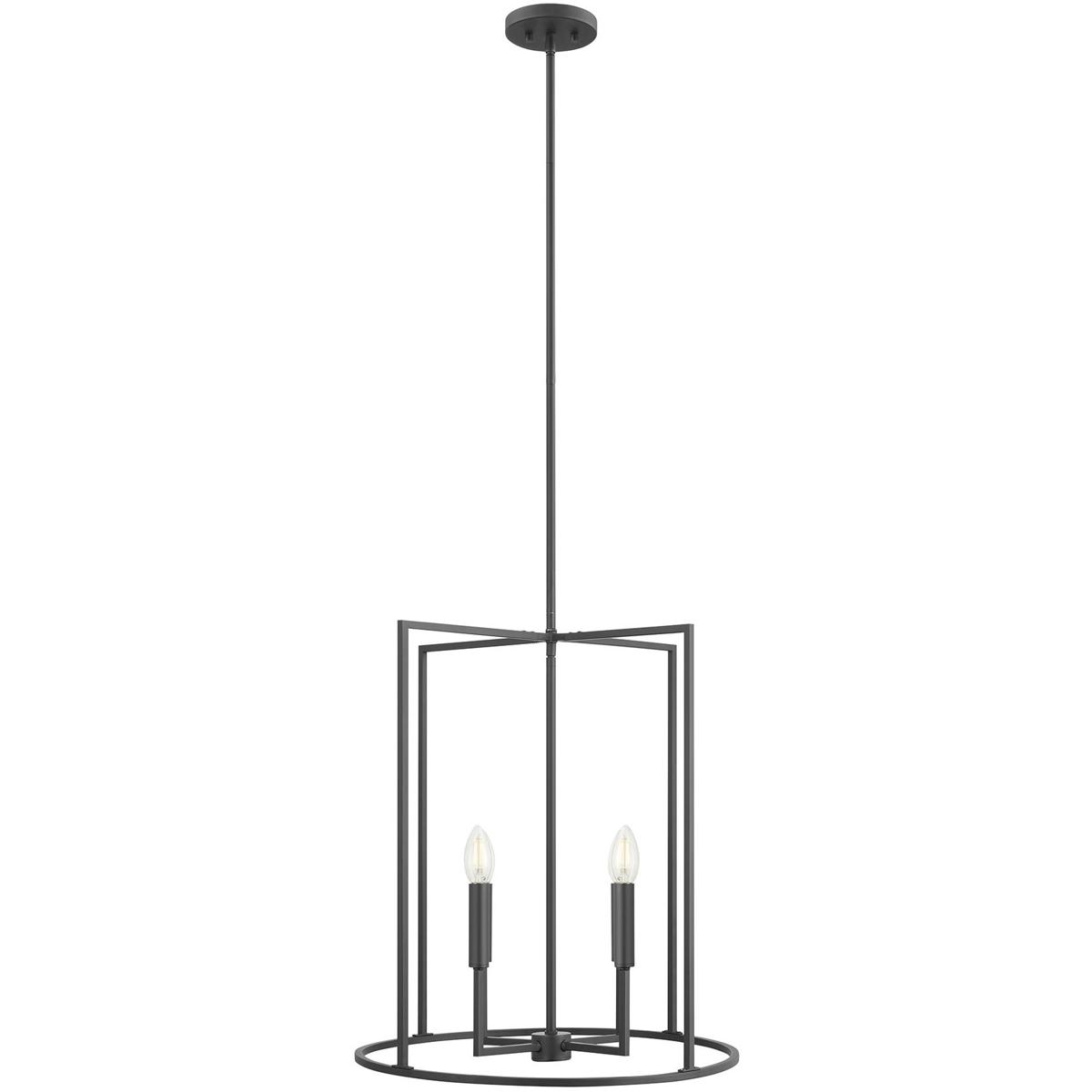 Meridian M7044MBK Modern 4 Light 19 inch Matte Black Pendant Ceiling Light