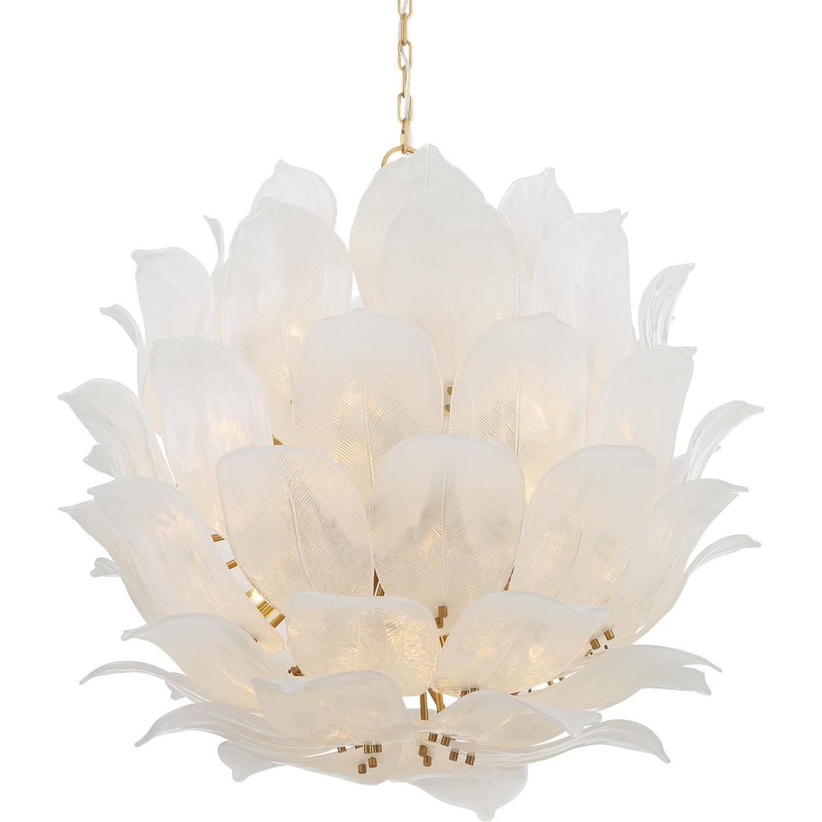 Metropolitan N2219-732 Orchid 24 Light 36.5 inch Legacy Brass Pendant Ceiling Light in White Handmade Glass