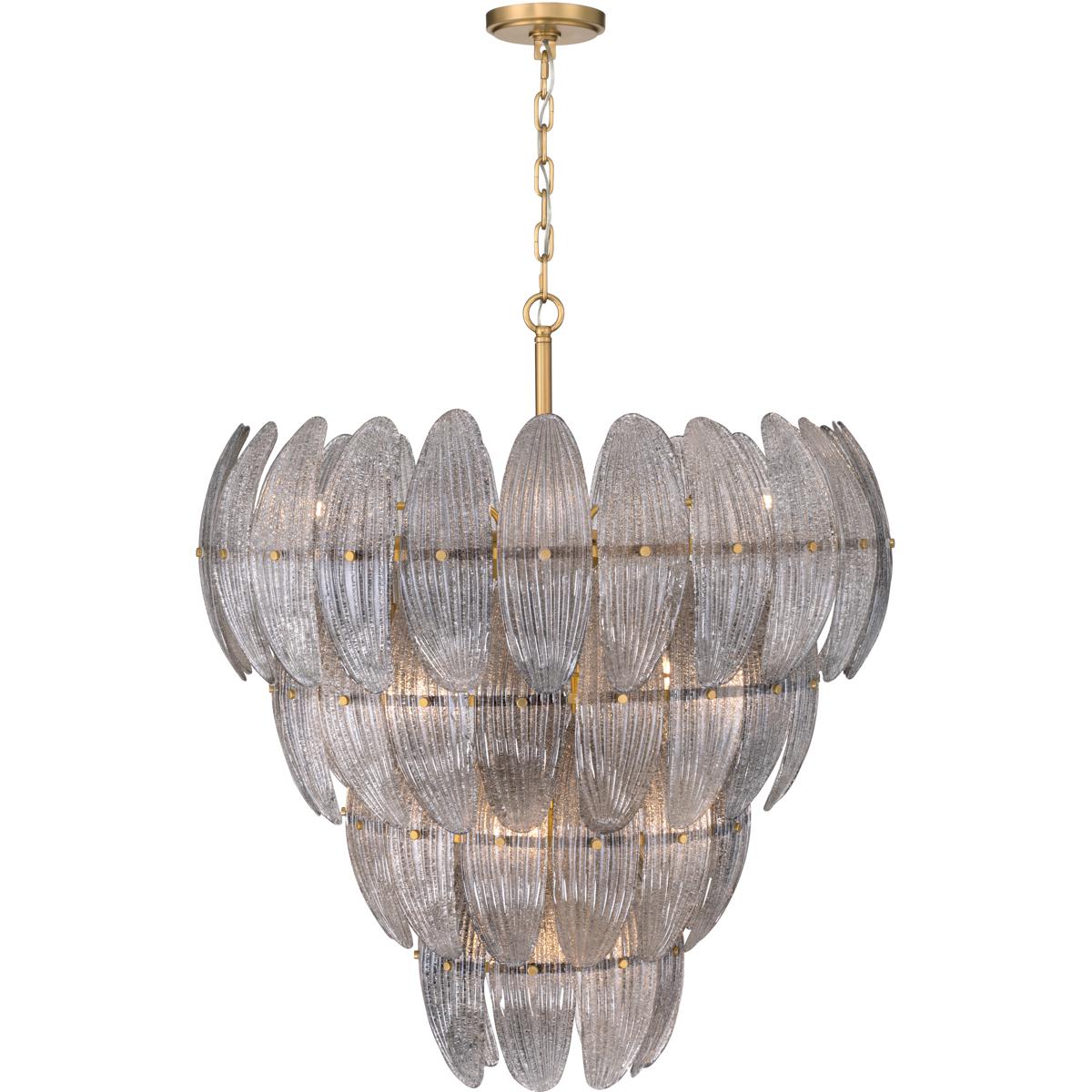 Metropolitan N2249-GR-732 Marclaire 15 Light 32.75 inch Legacy Brass Pendant Ceiling Light in Grey Textured Handmade Glass