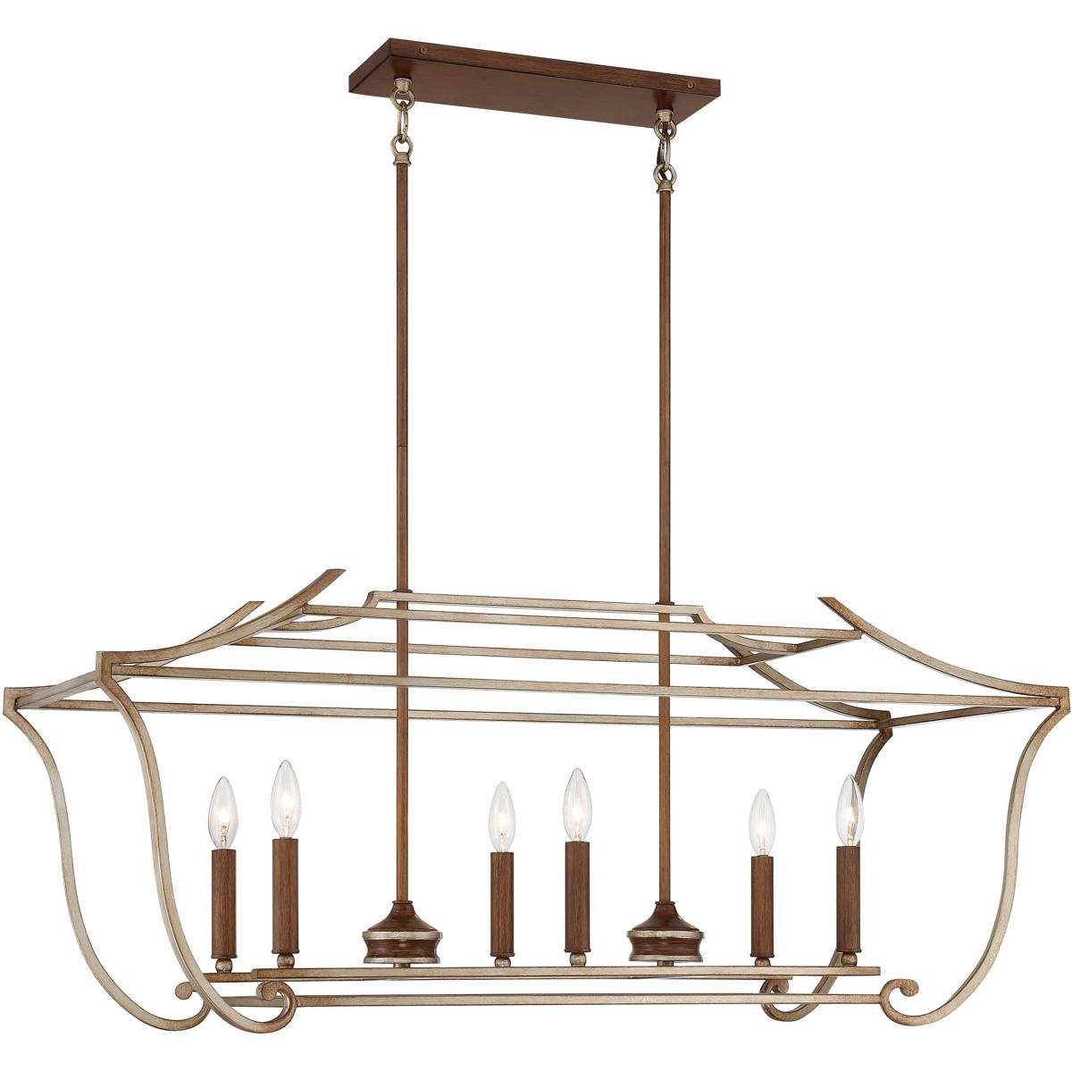 Metropolitan N6556-690 Magnolia Manor 6 Light 42.13 inch Pale Gold with Distressed Bronze Island Light Ceiling Light