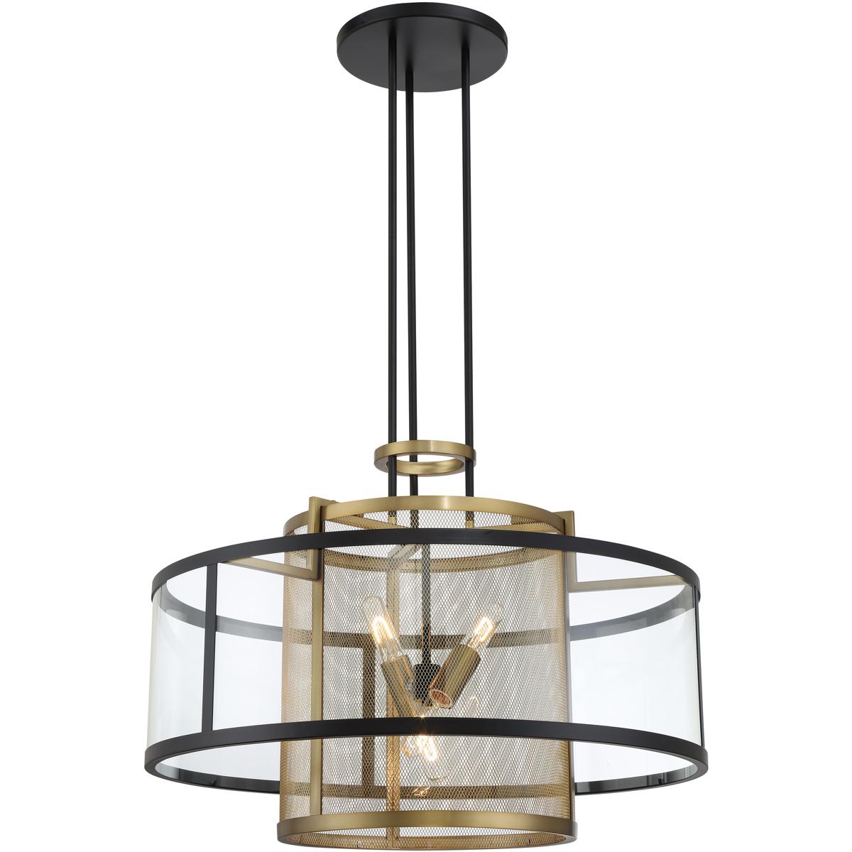 Metropolitan N7813-726 Soho 4 Light 30 inch Coal And Soft Brass Pendant Ceiling Light