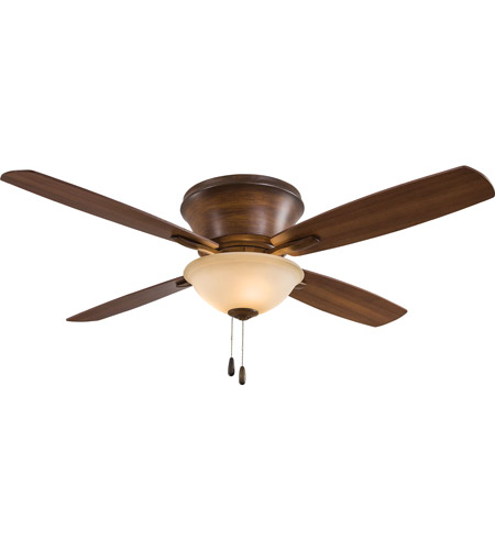 Minka Aire F533 Dk Mojo Ii 52 Inch Distressed Koa With Medium Maple Dark Walnut Blades Flush Mount Ceiling Fan In Tea Stain Glass Dark Walnut