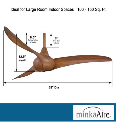 Minka-Aire F843-DK Wave 52 inch Distressed Koa Ceiling Fan F843-DK_EnDim.jpg