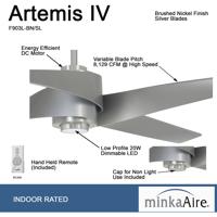 Minka-Aire F903L-BN/SL Artemis IV 64 inch Brushed Nickel/Silver with Silver Blades Ceiling Fan  alternative photo thumbnail