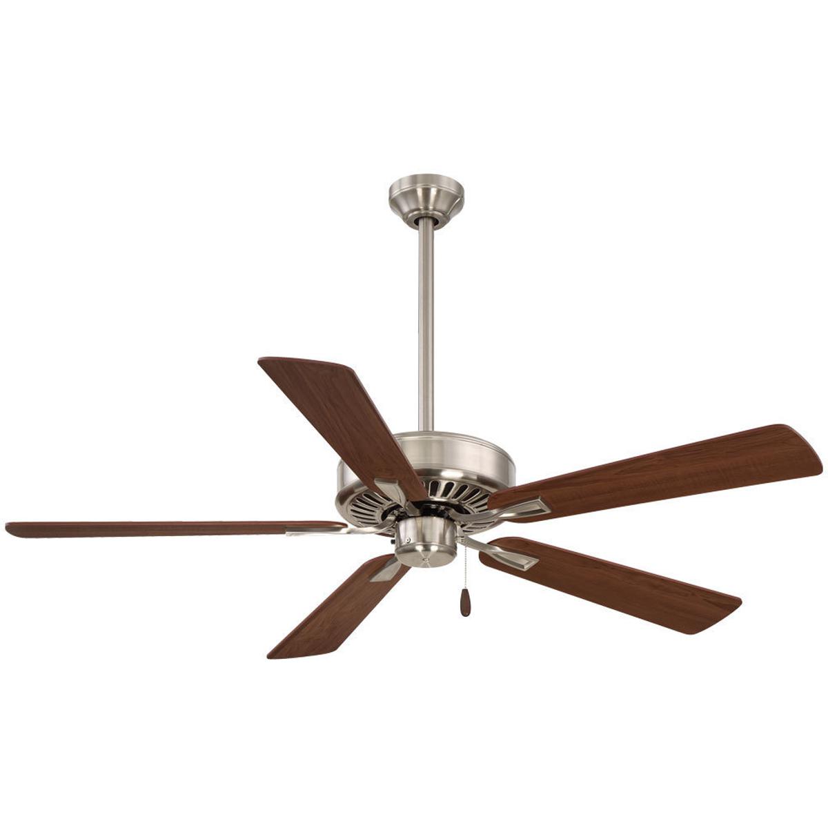 Lighting New York R-F556-BN/DW Minka-Aire Contractor Plus 52 inch Brushed Nickel with Reversible Medium Maple/Dark Walnut Blades Ceiling Fan in Dark M