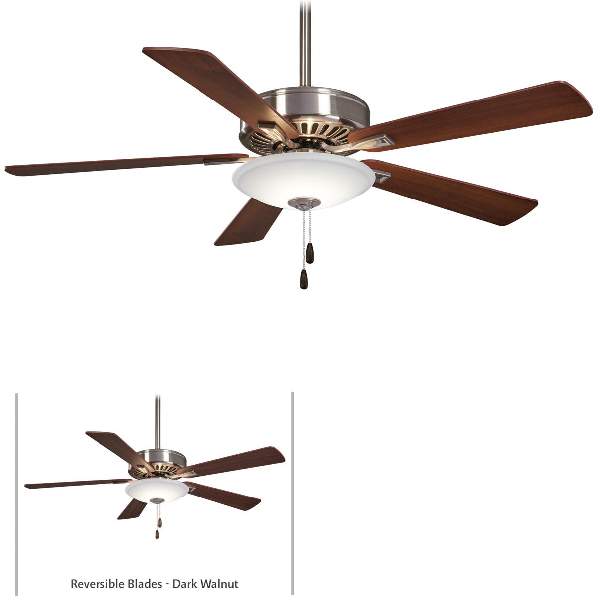 Minka-Aire F656L-BN/DW Contractor Uni-Pack 52 inch Brushed Nickel/Dark Walnut with Medium Maple/Dark Walnut Blades Ceiling Fan