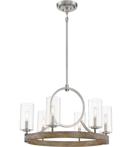 Minka-Lavery 4015-280 Country Estates 6 Light 28 inch Sun Faded  Wood/Brushed Nickel Chandelier Ceiling Light