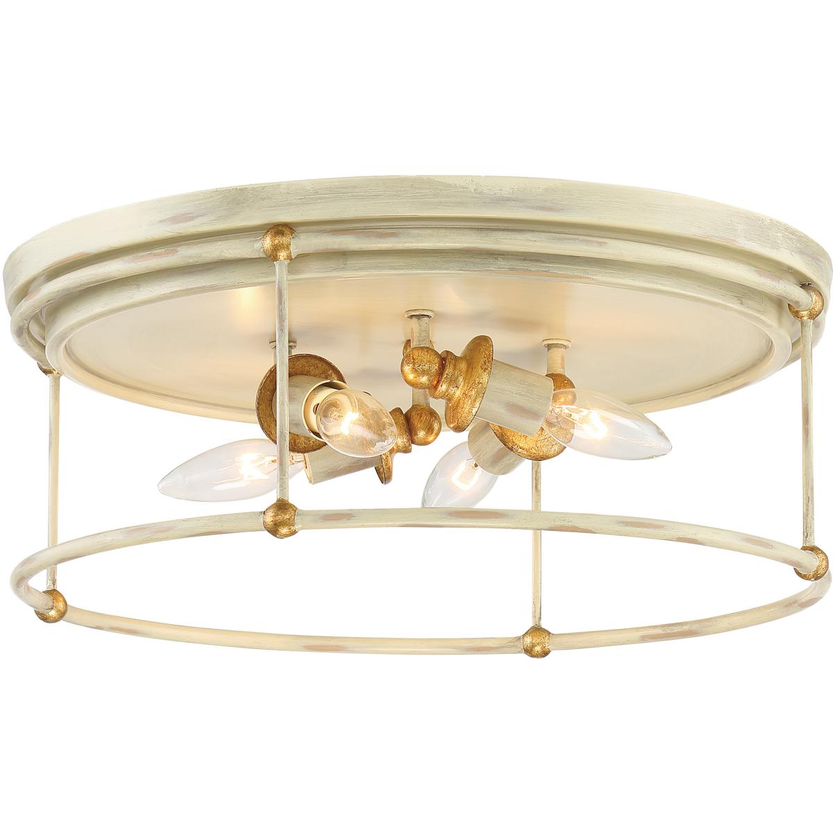 Lighting New York 1040-701 Minka-Lavery Westchester County 4 Light 17 inch Farm House White/Gilded G Flush Mount Ceiling Light in Farmhouse White 1040