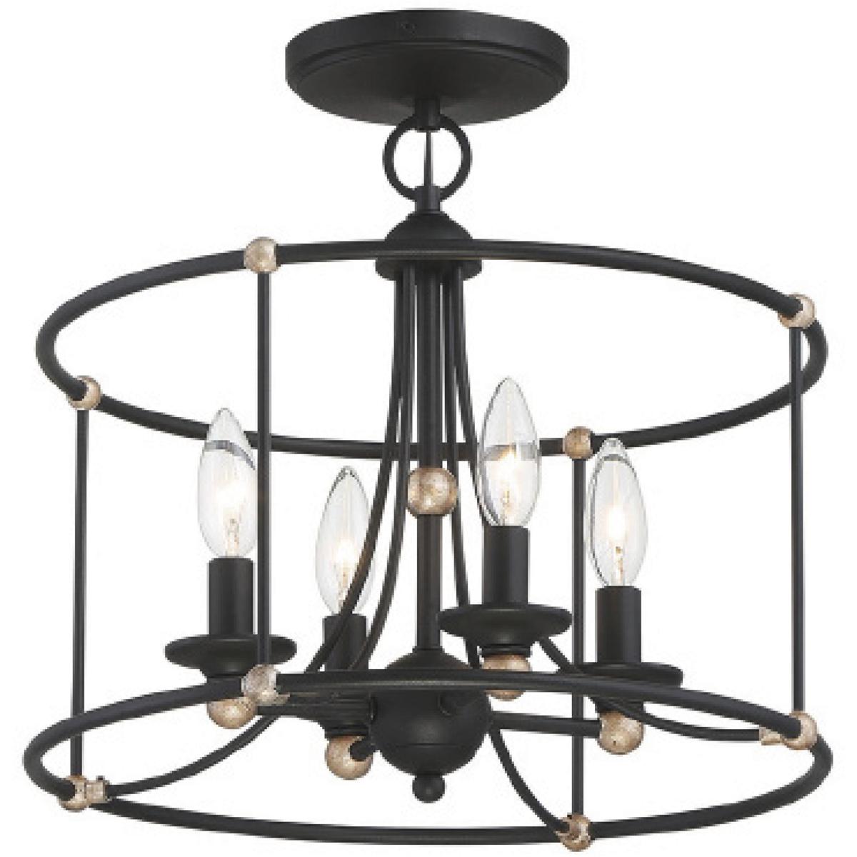 Minka-Lavery 1049-677 Westchester County 4 Light 16 inch Sand Coal/Skyline Gold Leaf Semi Flush Mount Ceiling Light