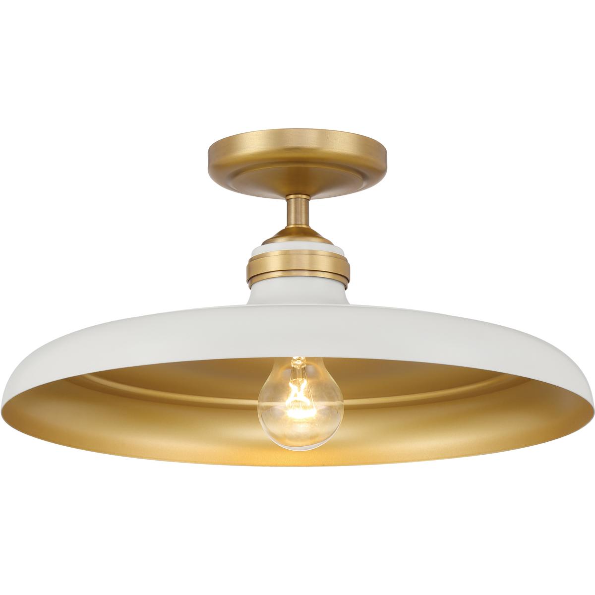 Minka-Lavery 3936-879 Crowne 1 Light 16 inch Legacy Brass and Off White Cream Semi Flush Ceiling Light