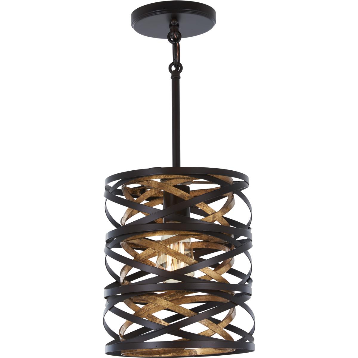 Minka-Lavery 4670-111 Vortic Flow 1 Light 8.5 inch Dark Bronze/Mosaic Gold Mini Pendant Ceiling Light