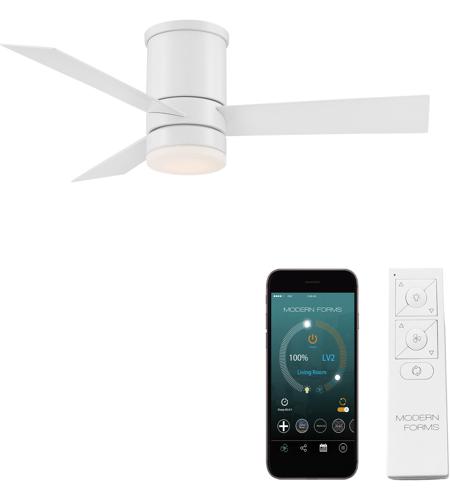 Modern Forms Fh W1803 44l Mw Axis 44, White Flush Mount Ceiling Fan With Light And Remote