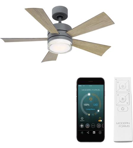 Modern Forms Fr W1801 42l Gh Wg Wynd 42, 42 Inch Outdoor Ceiling Fan With Light And Remote