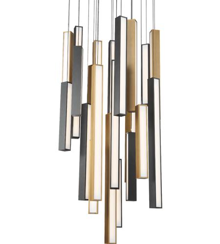 Modern Forms PD-64821R-BK/AB-BK Chaos LED 26 inch Black Aged Brass ...