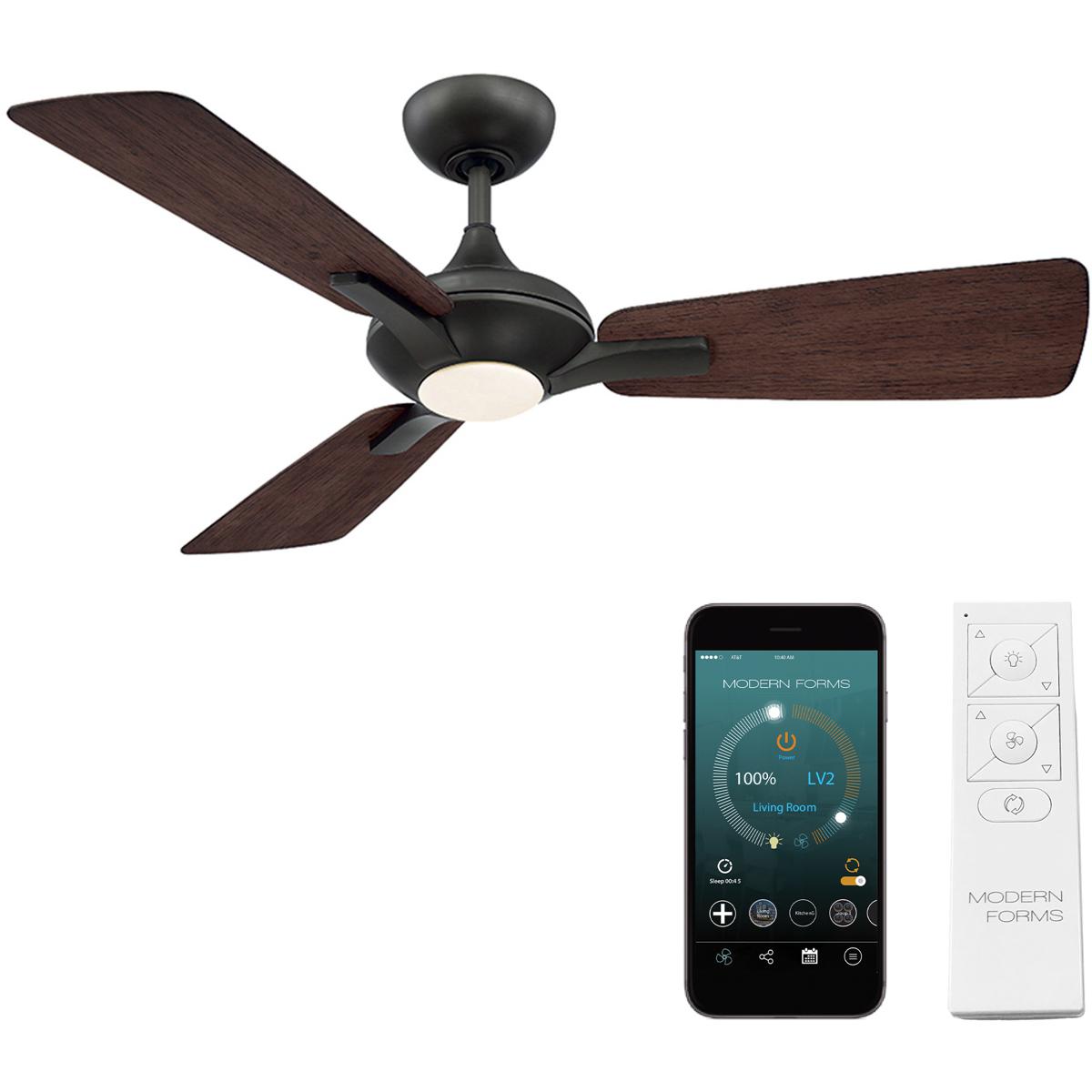 Modern Forms FR-W1819-52L27BZDW Mykonos 3 52 inch Bronze and Dark Walnut with Dark Walnut Blades Downrod Ceiling Fan in 2700K, Bronze Dark Walnut
