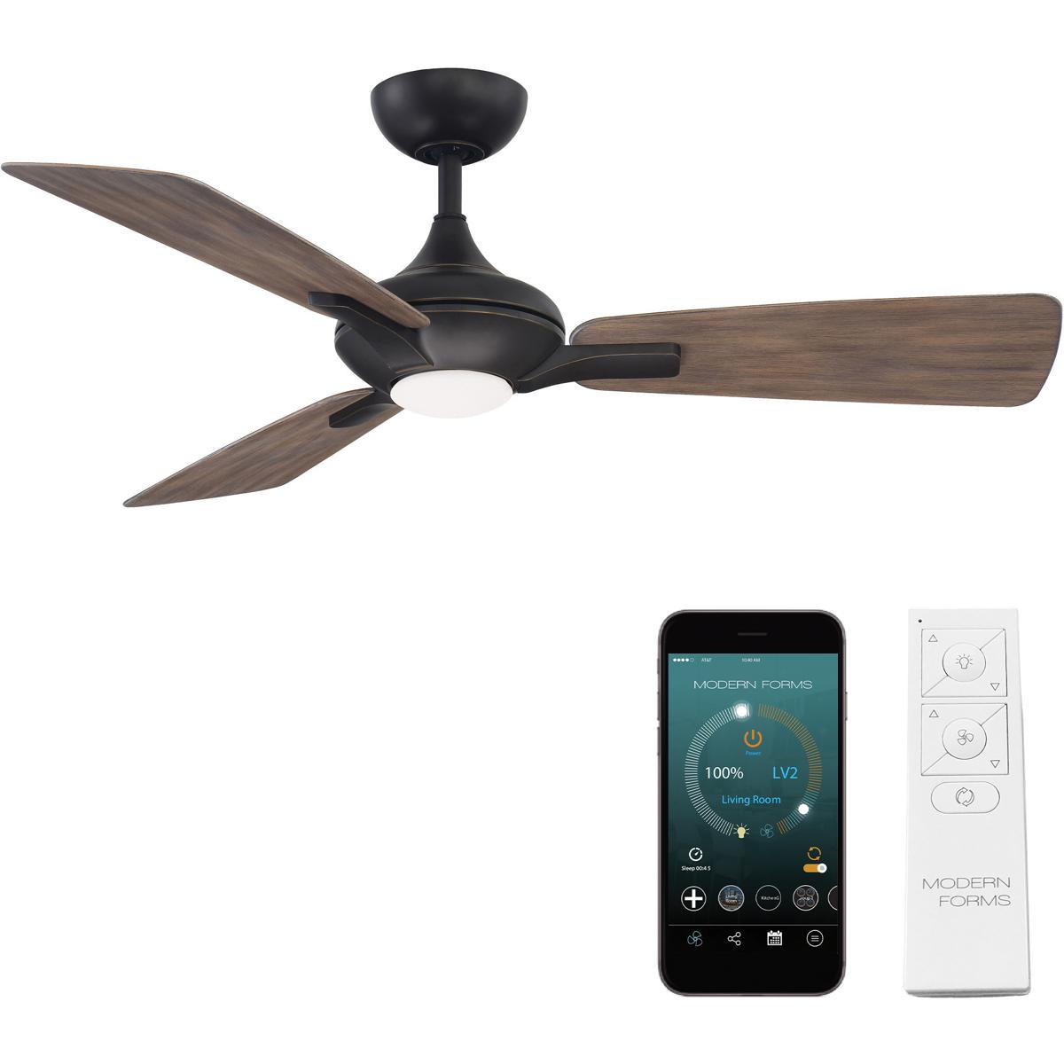 Modern Forms FR-W1819-52L27OBBW Mykonos 3 52 inch Oil Rubbed Bronze and Barn Wood with Barn Wood Blades Downrod Ceiling Fan in 2700K, Oil Rubbed Bronz