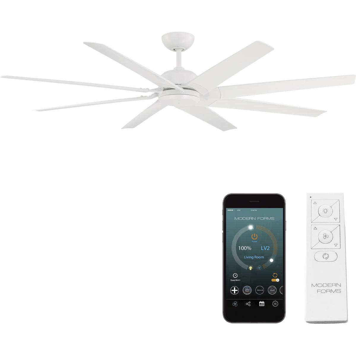 Modern Forms FRW230170MW Roboto XL 70 inch Matte White Downrod Ceiling Fan