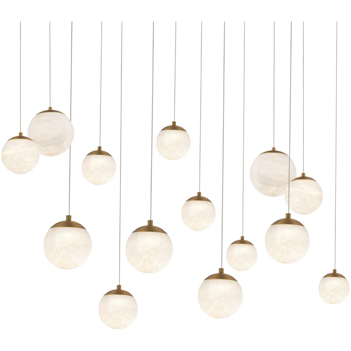 Modern Forms PD-34414L-AB Pisces 14 Light 40 inch Aged Brass Linear Pendant Ceiling Light